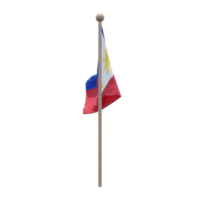drapeau d'illustration 3d des philippines sur le poteau. mât en bois png