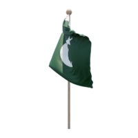 bandeira de ilustração 3d do Paquistão no poste. mastro de madeira png