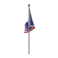 Wyoming 3d illustration flag on pole. Wood flagpole png