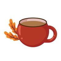 autumn leafs with coffee cup vector