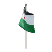 Sahrawi Arab Democratic Republic 3d illustration flag on pole. Wood flagpole png