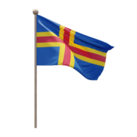 ett land 3d illustration flagga på Pol. trä flaggstång png