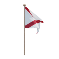 Alabama 3d illustration flag on pole. Wood flagpole png