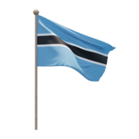 bandeira de ilustração 3d do botswana no poste. mastro de madeira png