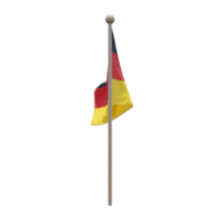 Germany 3d illustration flag on pole. Wood flagpole png