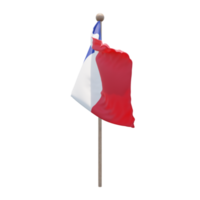 drapeau d'illustration 3d de la france sur le poteau. mât en bois png