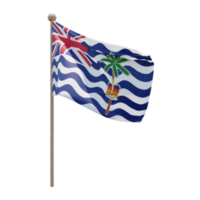 Kommissar des britischen Territoriums im Indischen Ozean 3D-Illustration Flagge auf der Stange. Fahnenmast aus Holz png