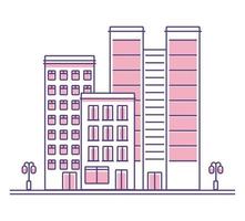 pink buildings and trees vector