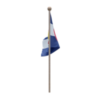 Colorado 3d illustration flag on pole. Wood flagpole png