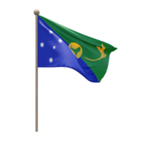 drapeau d'illustration 3d de l'île de noël sur poteau. mât en bois png