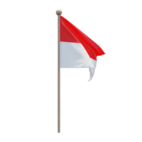 Indonesia 3d illustrazione bandiera su polo. legna pennone png