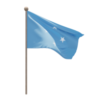 federatief staten van Micronesië 3d illustratie vlag Aan pool. hout vlaggenmast png