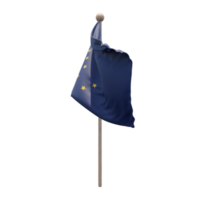 Alaska 3d illustration flag on pole. Wood flagpole png