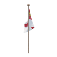 Sark 3D-Darstellung Flagge auf der Stange. Fahnenmast aus Holz png