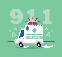 911 and emergency ambulance vector