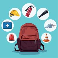 emergency tools around of bag vector