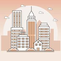 buildings city line orange scene vector