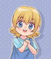 little blond girl anime style poster vector