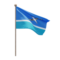 drapeau d'illustration 3d des îles intermédiaires sur le poteau. mât en bois png