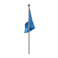 Nordic Council 3d illustration flag on pole. Wood flagpole png