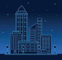buildings city line night scene vector