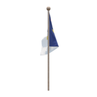 Azores 3d illustration flag on pole. Wood flagpole png