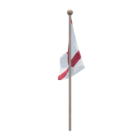 Alabama 3d illustrazione bandiera su polo. legna pennone png