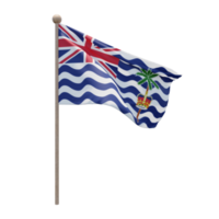 commissaire du territoire britannique de l'océan indien drapeau d'illustration 3d sur poteau. mât en bois png