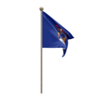 Michigan 3D-Darstellung Flagge auf der Stange. Fahnenmast aus Holz png