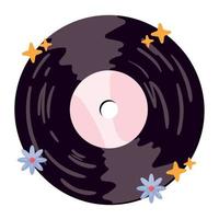 vinyl disk hippie culture vector