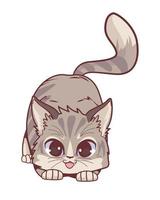 cute cat playing anime style vector