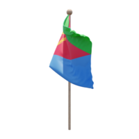 Eritrea 3d illustration flag on pole. Wood flagpole png