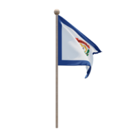 West Virginia 3d illustration flag on pole. Wood flagpole png