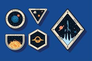 cinco iconos retro exteriores del espacio vector