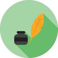 Feather Quill Flat Long Shadow Icon vector