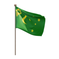 cocos keeling ilhas 3d bandeira ilustração no poste. mastro de madeira png