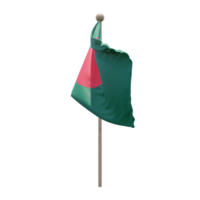 Bangladesh 3d illustration flag on pole. Wood flagpole png