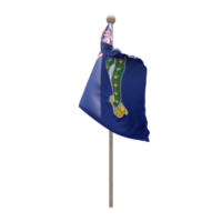 Britannico vergine isole 3d illustrazione bandiera su polo. legna pennone png