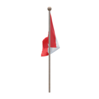 Kanada 3D-Darstellung Flagge auf der Stange. Fahnenmast aus Holz png