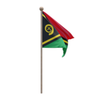 drapeau d'illustration 3d du vanuatu sur poteau. mât en bois png