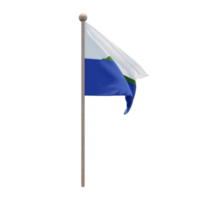 Navassa Island 3D-Darstellung Flagge auf der Stange. Fahnenmast aus Holz png