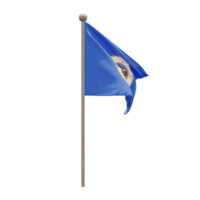 drapeau d'illustration 3d du minnesota sur poteau. mât en bois png