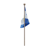 Johnston Atoll 3d illustration flag on pole. Wood flagpole png