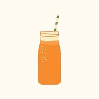 Orange beverage can. Vector illustration of a juice glass with a straw for a print or recipe.