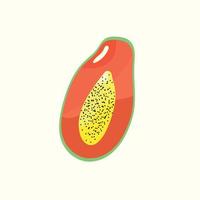 Papaya. Vector drawing of an exotic papaya fruit with bright orange pulp for an article or for a print.