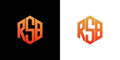 plantilla de vector de icono de monograma de polígono de diseño de logotipo de letra rsb