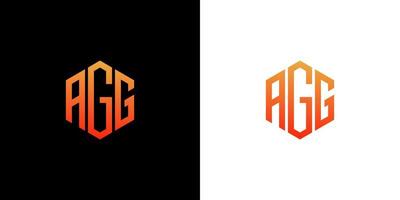 plantilla de vector de icono de monograma de polígono de diseño de logotipo de letra agg