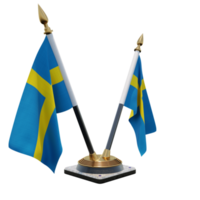 Zweden 3d illustratie dubbele v bureau vlag staan png