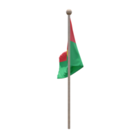 Burkina Faso 3d illustration flag on pole. Wood flagpole png