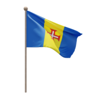 Madeira 3d illustratie vlag Aan pool. hout vlaggenmast png